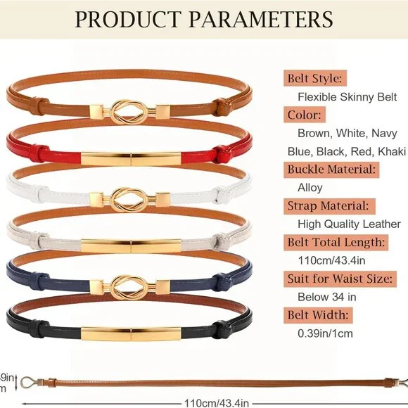 Elegant 6-Piece Women's Leather Belts Set - Adjustable & Stylish Accessories - Picture 7 of 7